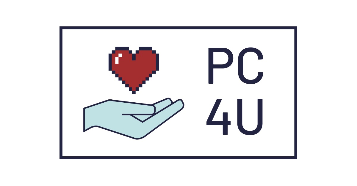Logo PC4U, la catena solidale per donare e ricevere pc e mac.